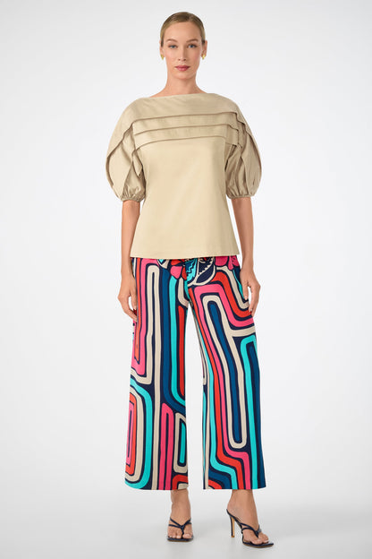 Trina Turk Grady Puff-Sleeve Top