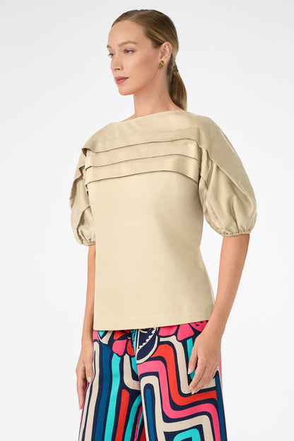Trina Turk Grady Puff-Sleeve Top