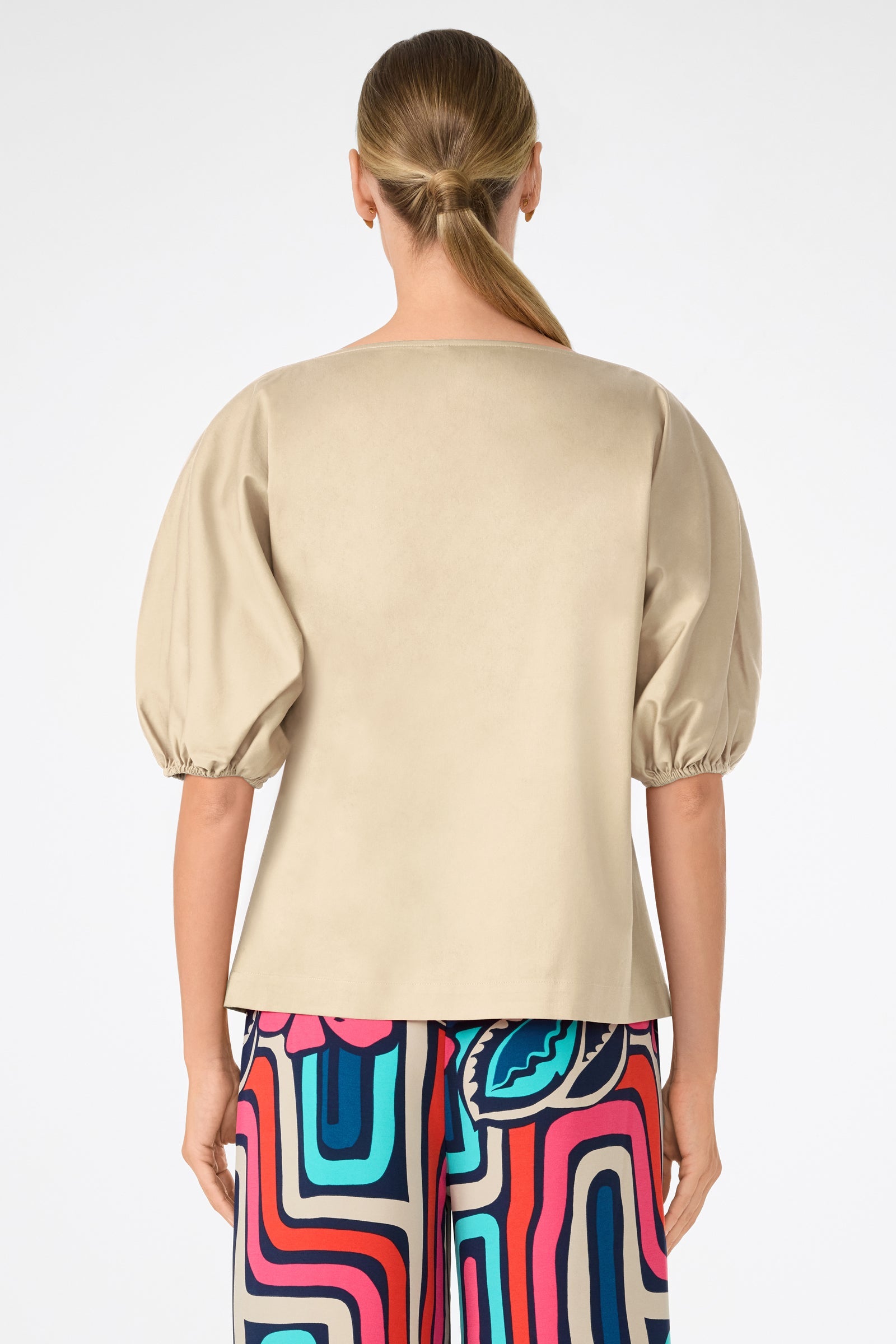 Trina Turk Grady Puff-Sleeve Top