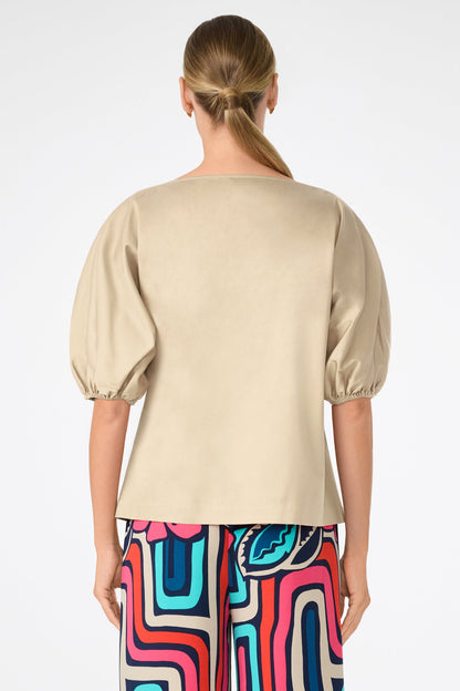 Trina Turk Grady Puff-Sleeve Top