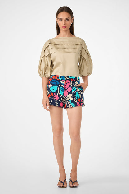 Trina Turk Grady Puff-Sleeve Top