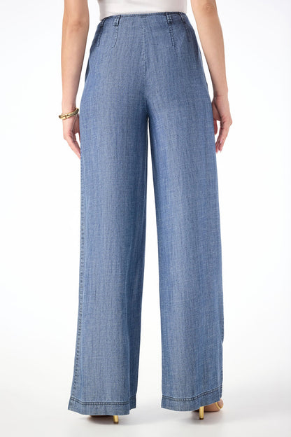 Trina Turk Dans Wide-Leg Chambray Pant