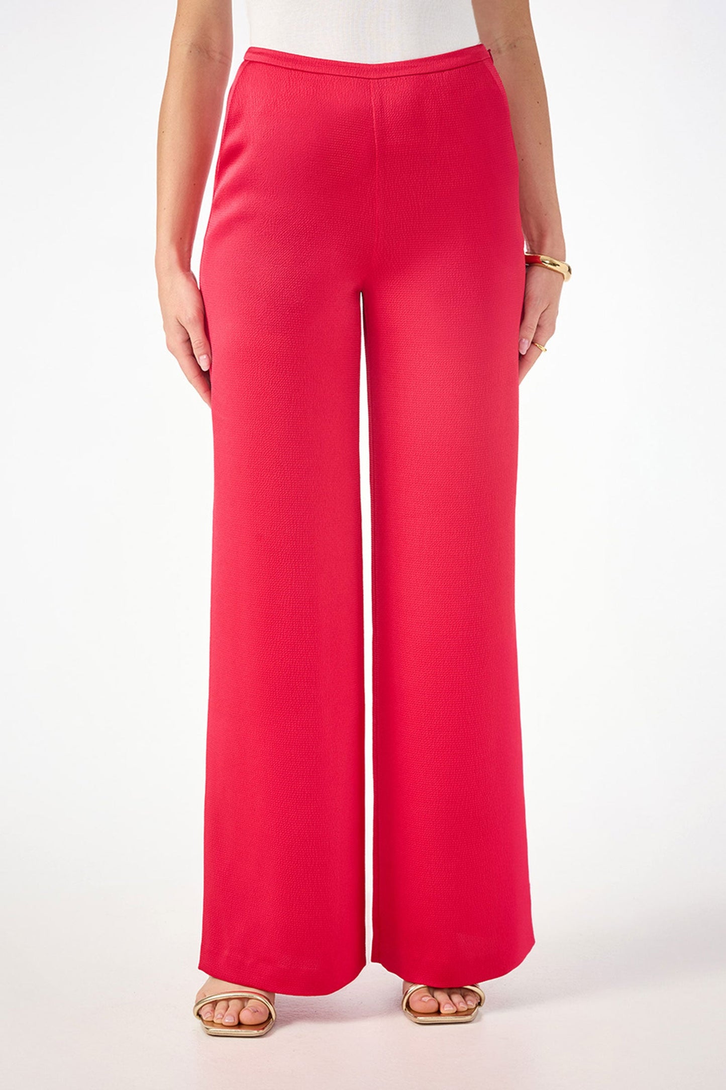 Trina Turk Tavia Wide-Leg Pant - Hammered Satin