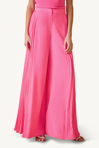 Trina Turk Frame Wide-Leg Pleated Pant - GS Georgette