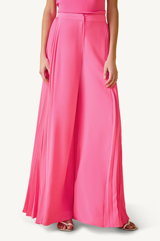 Trina Turk Frame Wide-Leg Pleated Pant - GS Georgette