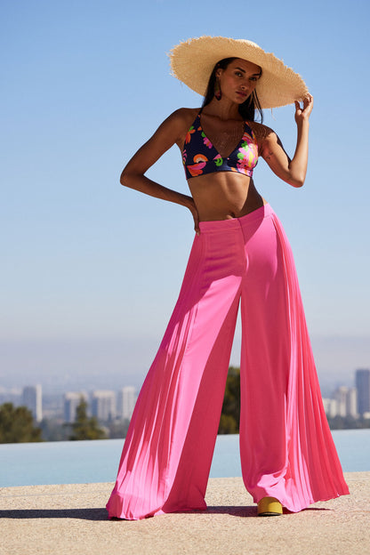 Trina Turk Frame Wide-Leg Pleated Pant - GS Georgette
