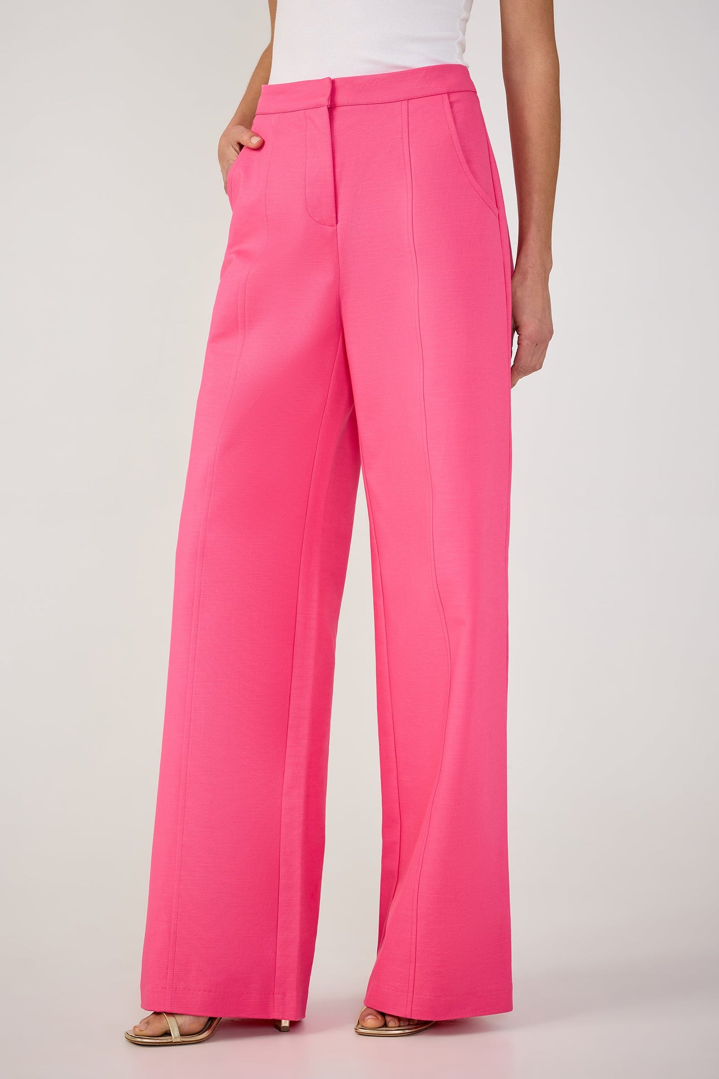 Trina Turk Half Court Wide-Leg Pant -Solid Suiting