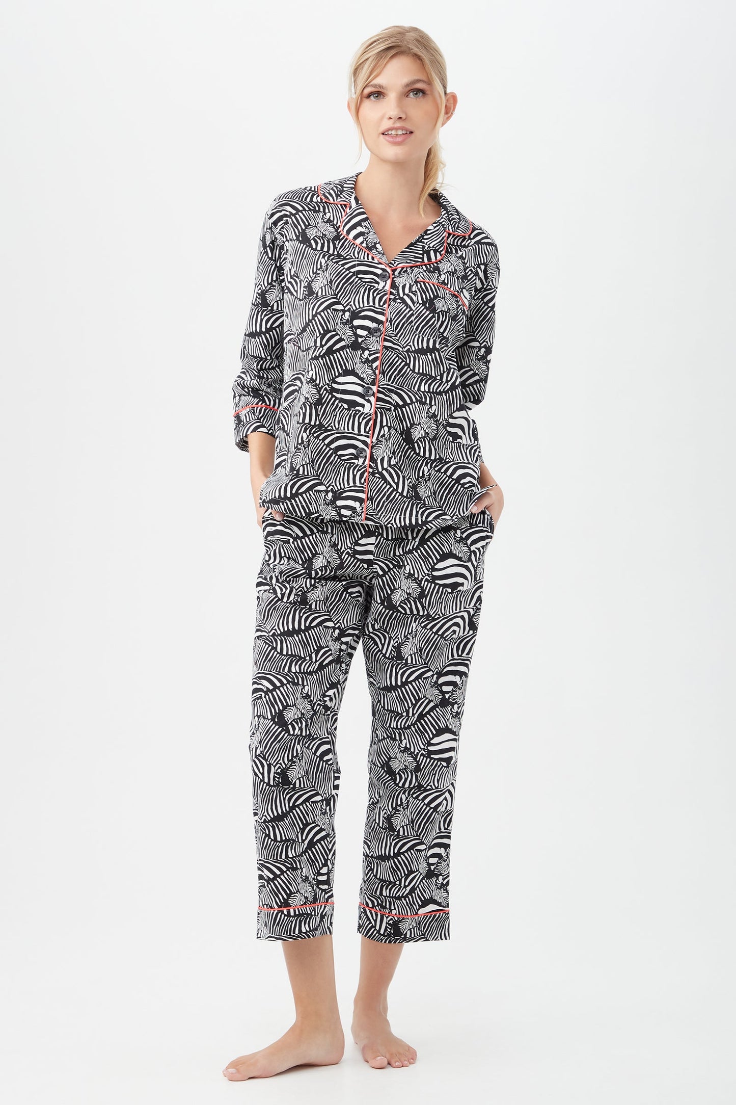 Trina Turk ZEBRA SAFARI 3/4 CROP PJ SET
