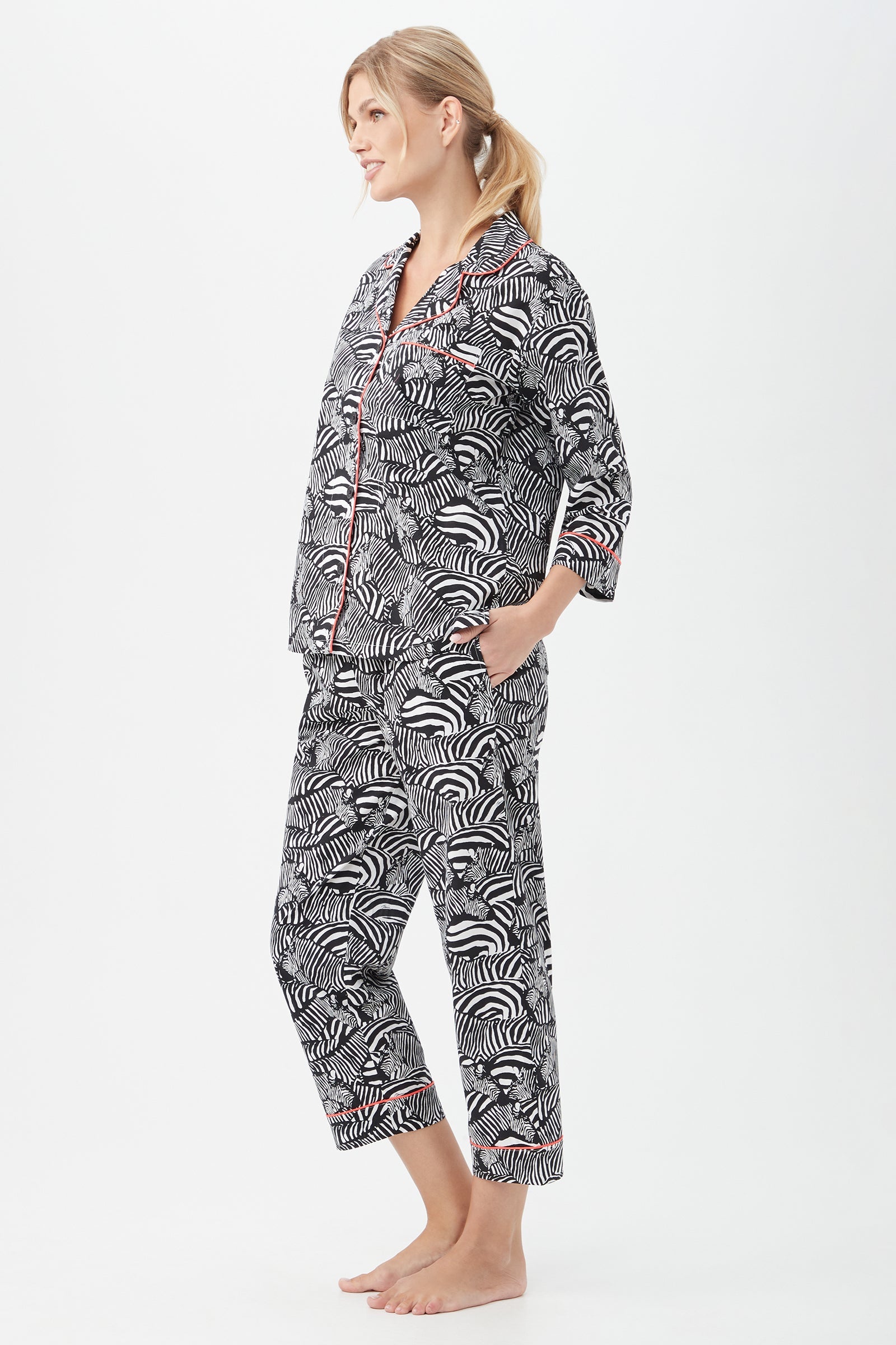 Trina Turk ZEBRA SAFARI 3/4 CROP PJ SET
