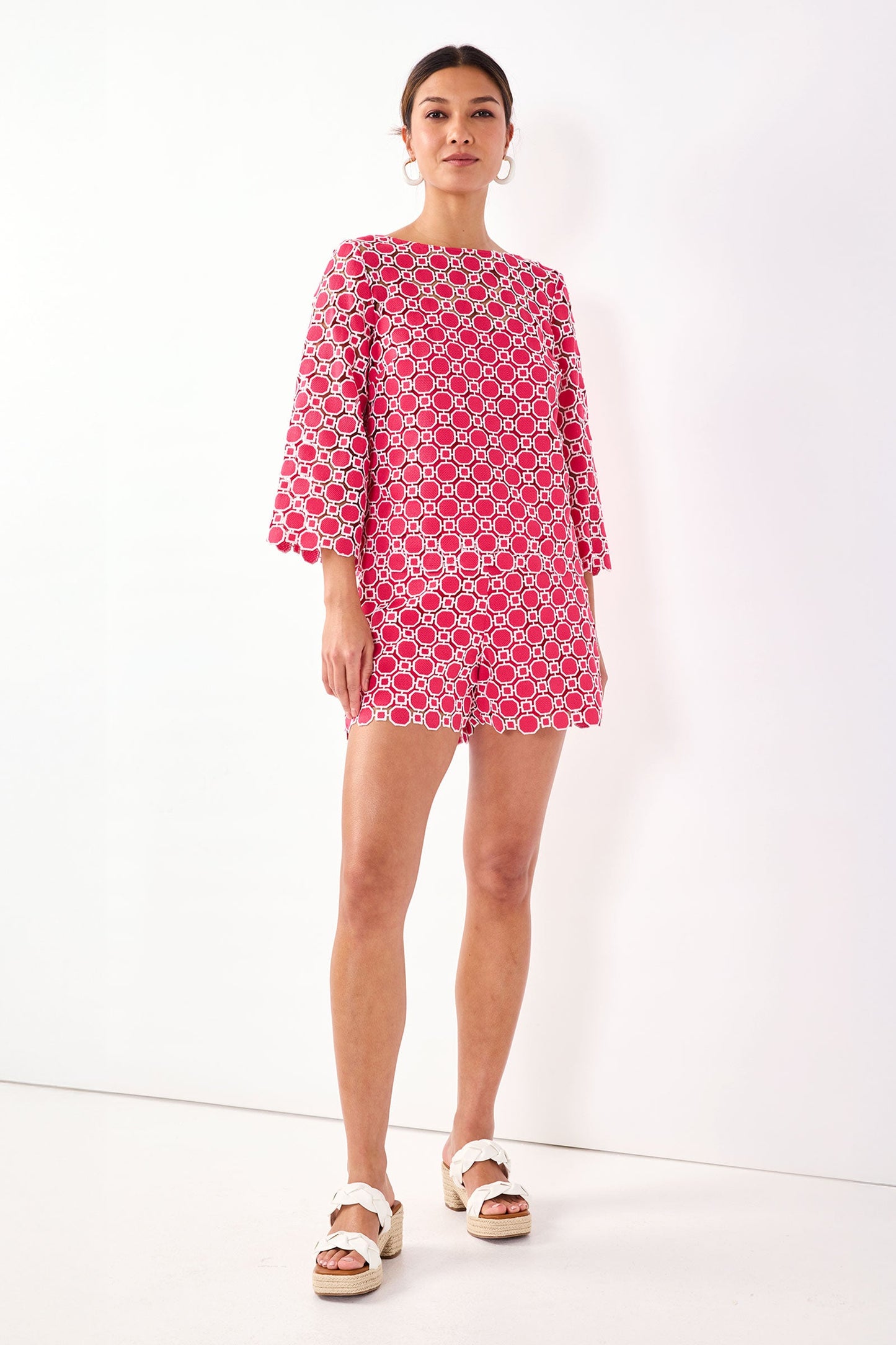 Trina Turk Brightness Geo Lace Short - Cannes Coral