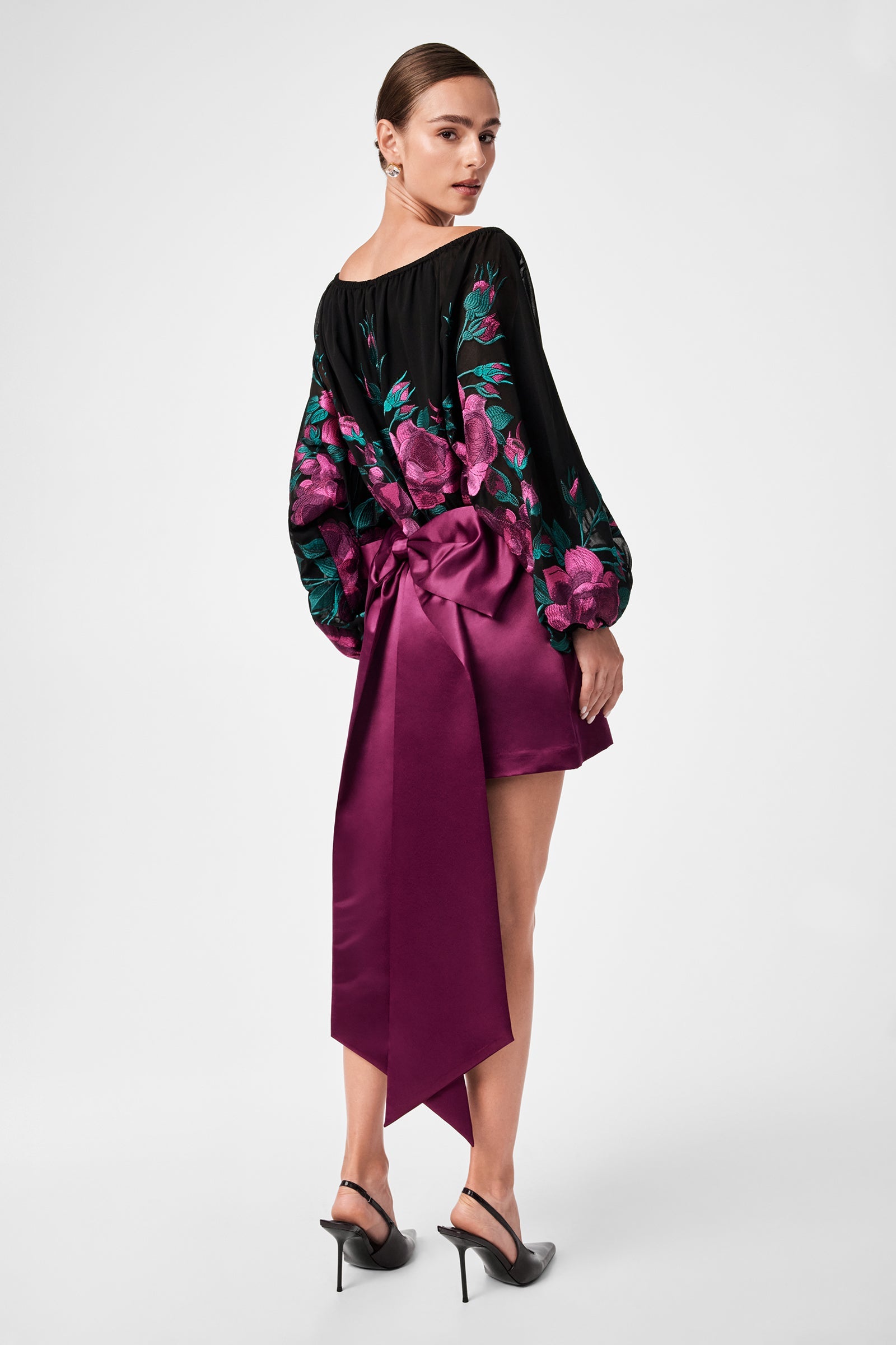 Trina Turk Vinna Bow Satin Mini Skirt