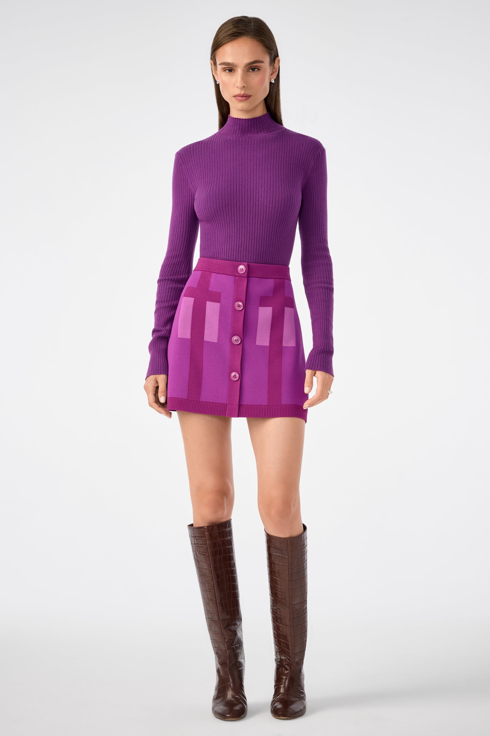 Trina Turk Artemis Trompe L'Oeil Knit Mini Skirt