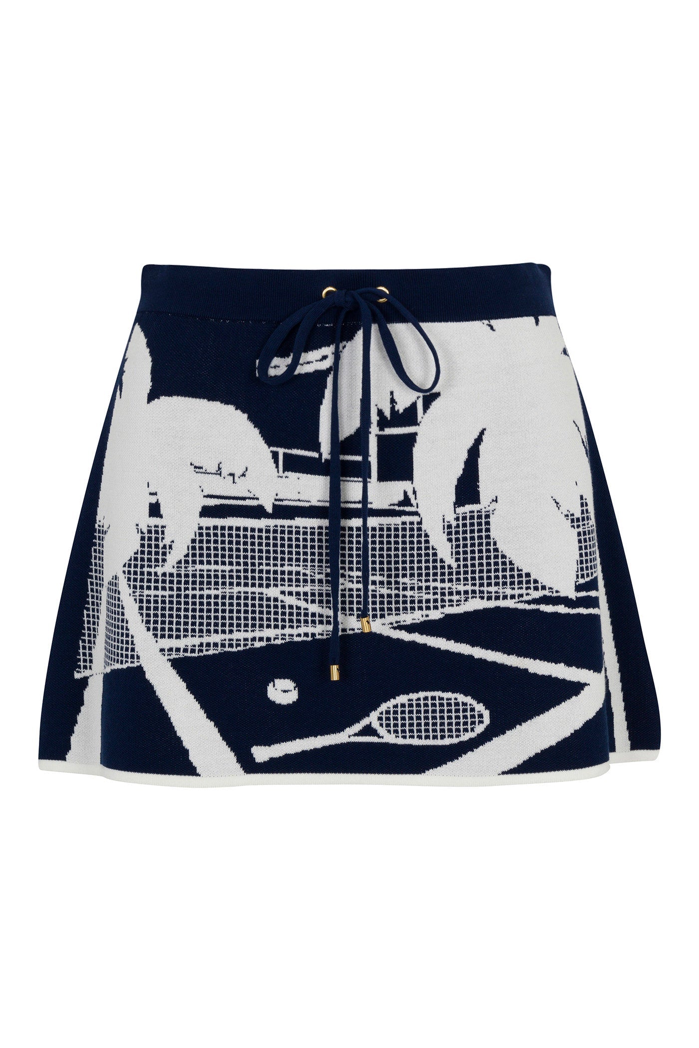 Trina Turk Marina Drawstring Graphic Knit Miniskirt