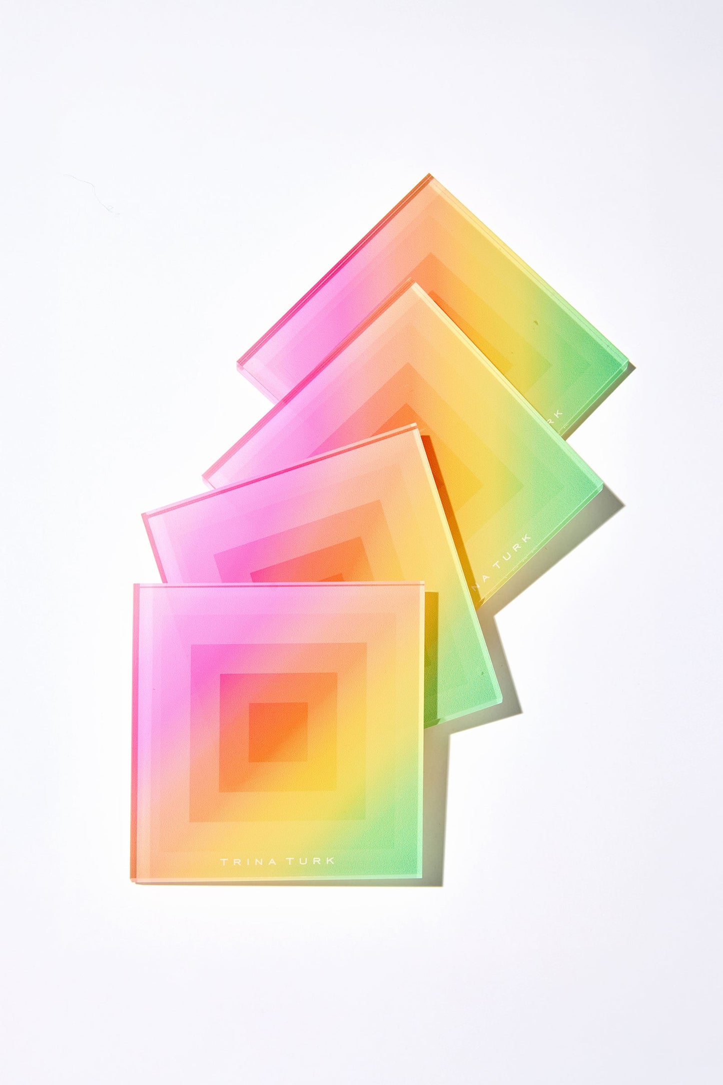 Trina Turk Acrylic Rainbow Ombre Coaster Set with Holder