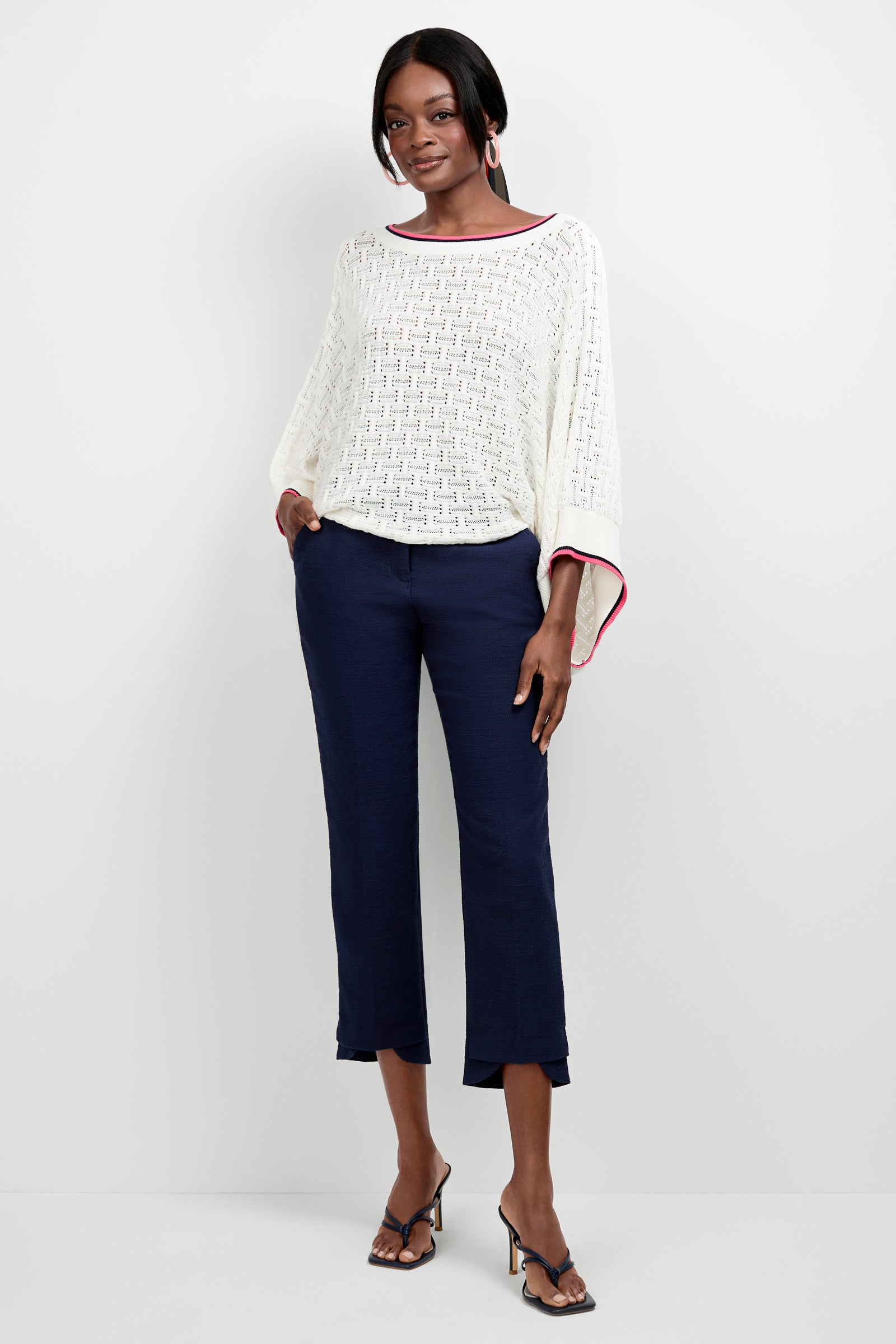 Trina Turk Ore Button-Hem Cropped Pant