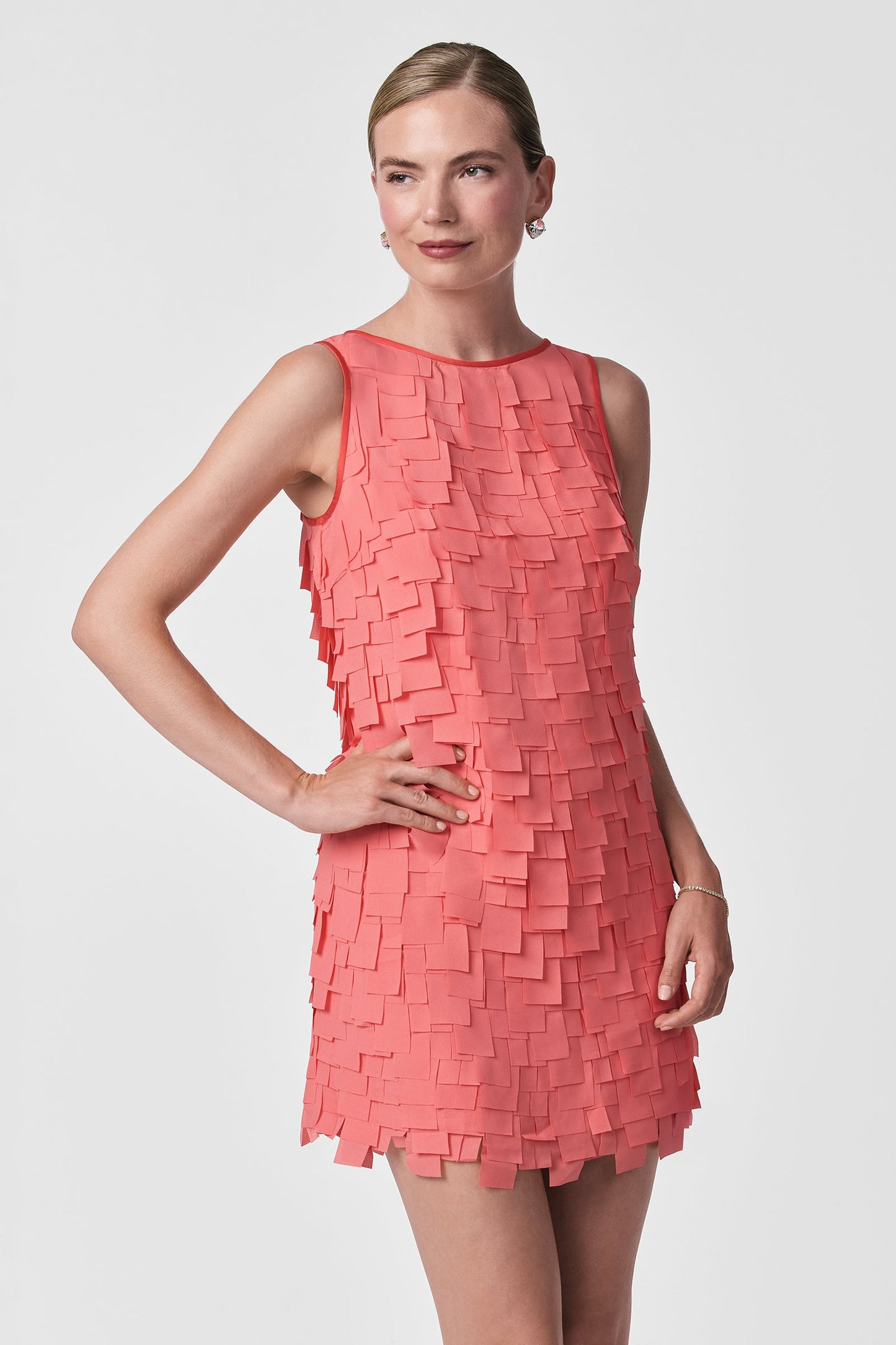 Trina Turk Valdis Sleeveless Shift Dress - Flutter Chiffon