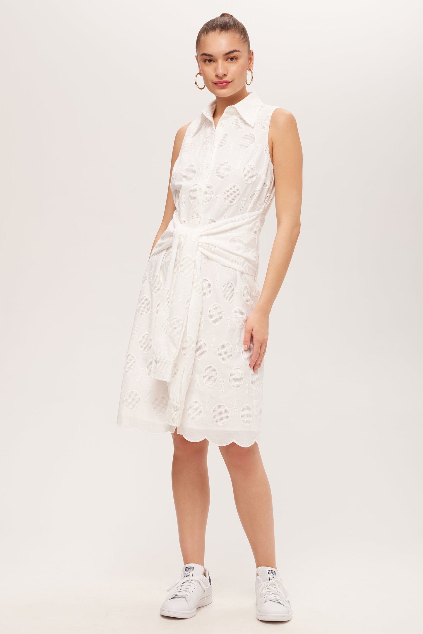 Trina Turk Rally Sleeveless Shirt Dress - Tennis Eyelet