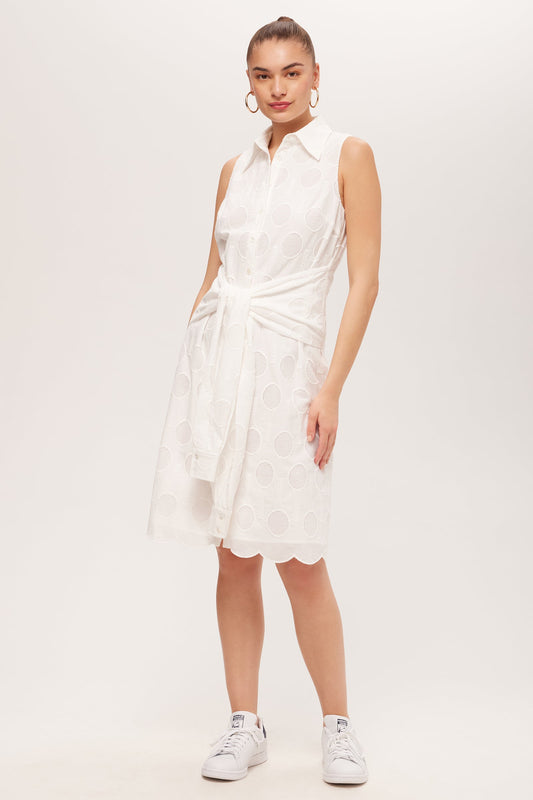 Trina Turk Rally Sleeveless Shirt Dress - Tennis Eyelet