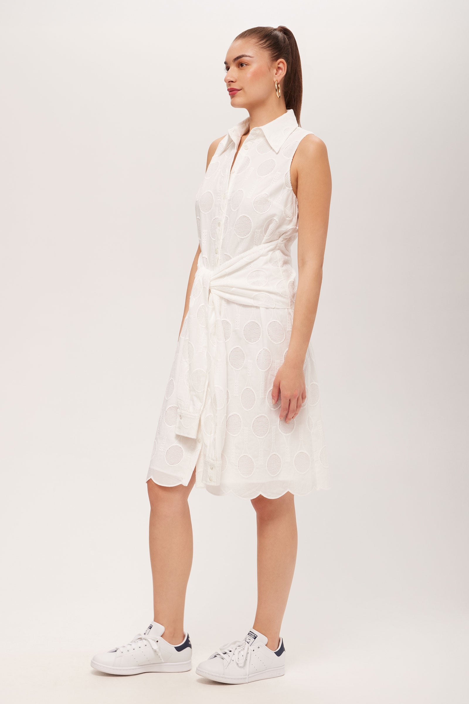 Trina Turk Rally Sleeveless Shirt Dress - Tennis Eyelet
