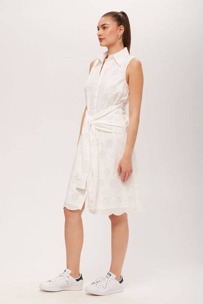 Trina Turk Rally Sleeveless Shirt Dress - Tennis Eyelet