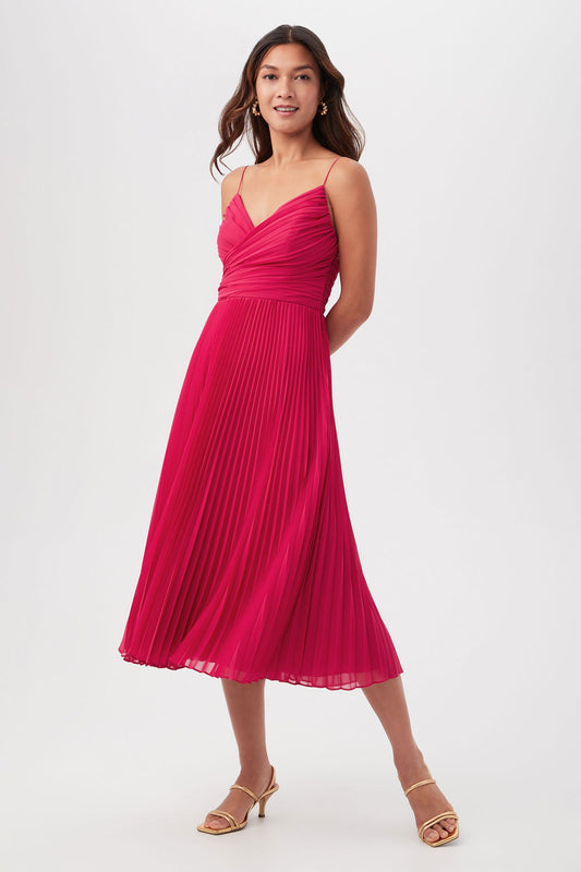 Trina Turk Natalie Sleeveless A-Line Midi Dress With Accordion Pleats