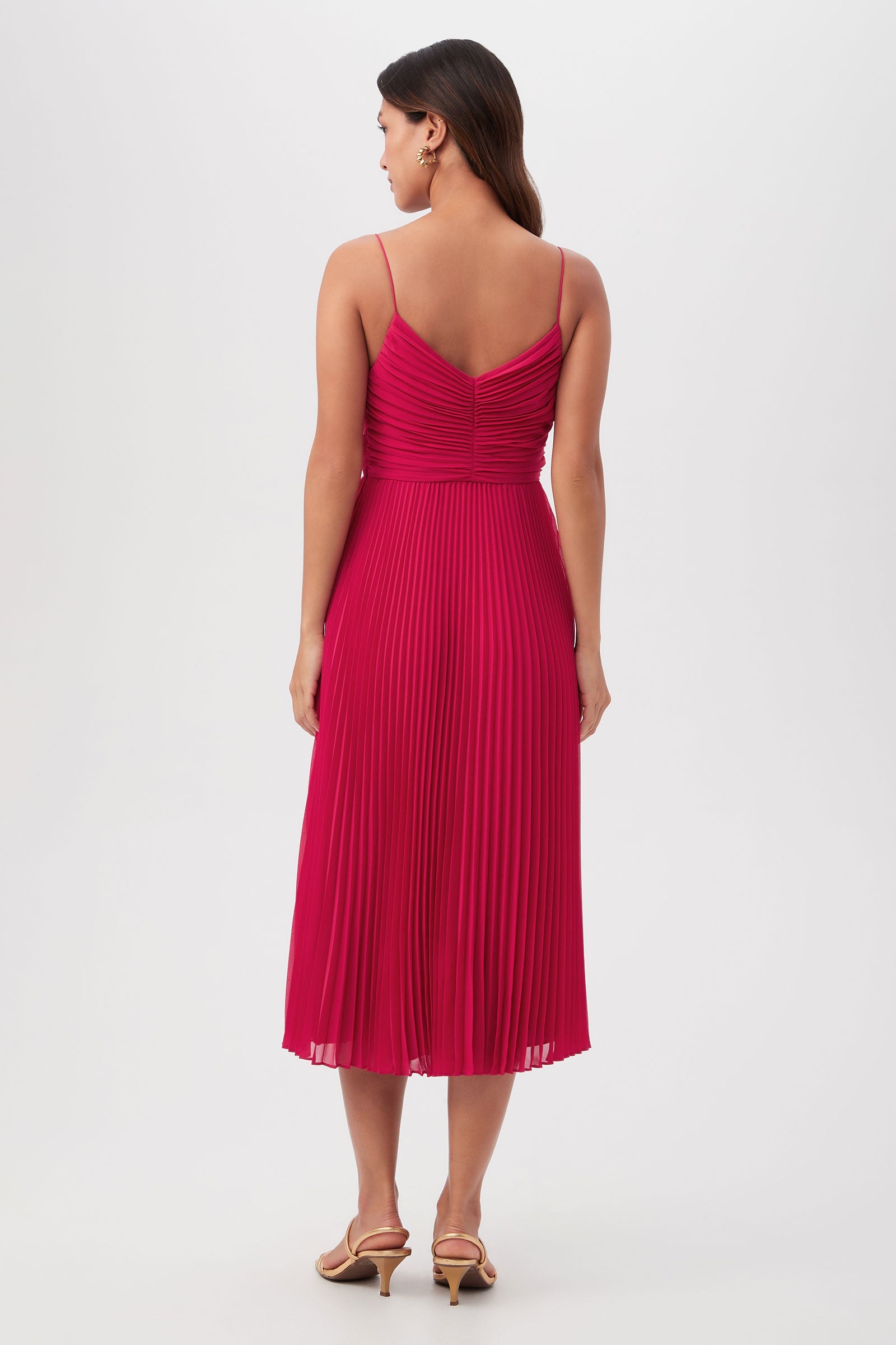 Trina Turk Natalie Sleeveless A-Line Midi Dress With Accordion Pleats