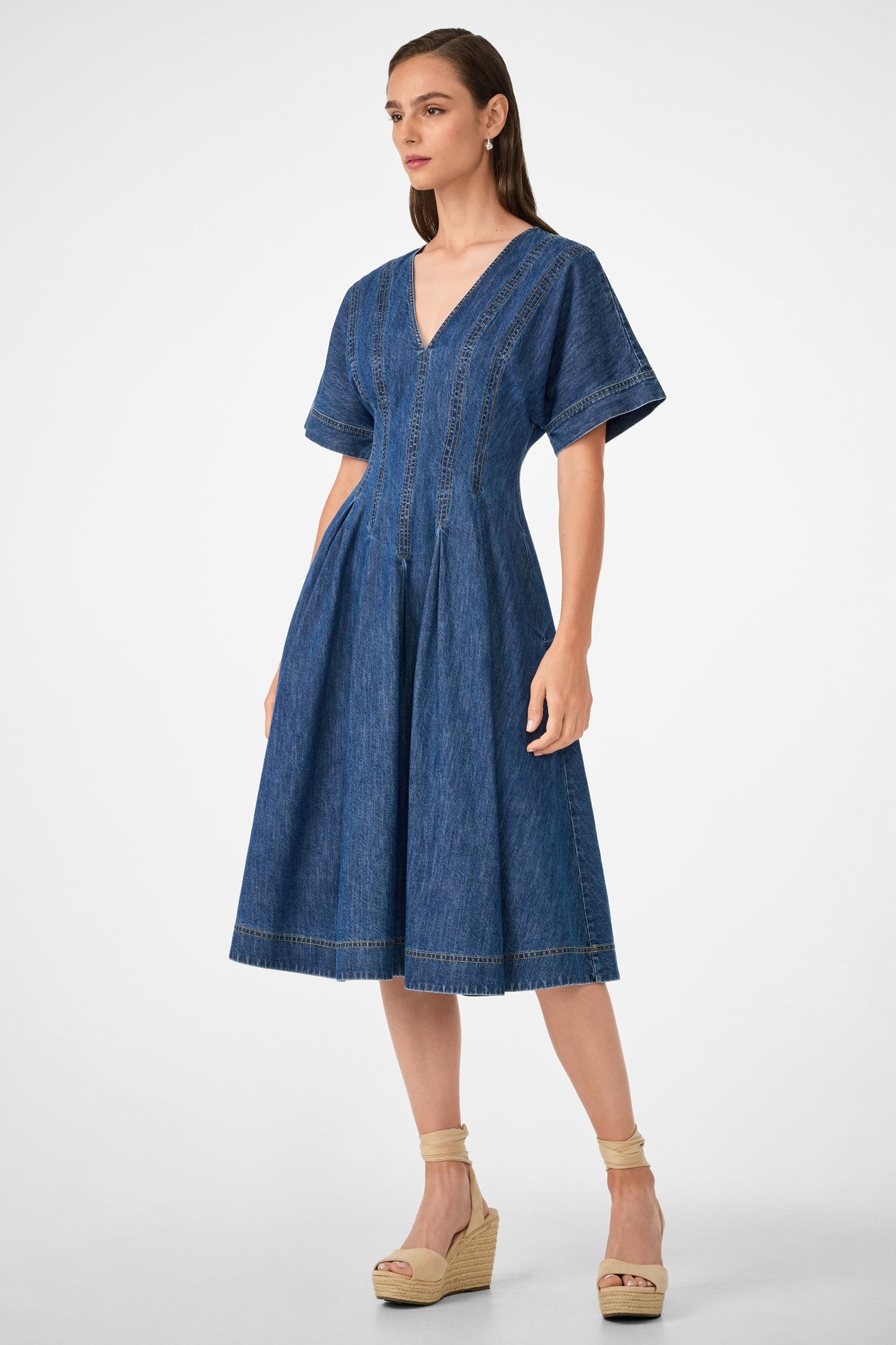 Trina Turk Ashe Short-Sleeve Denim Dress