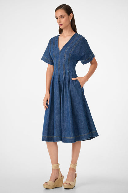 Trina Turk Ashe Short-Sleeve Denim Dress