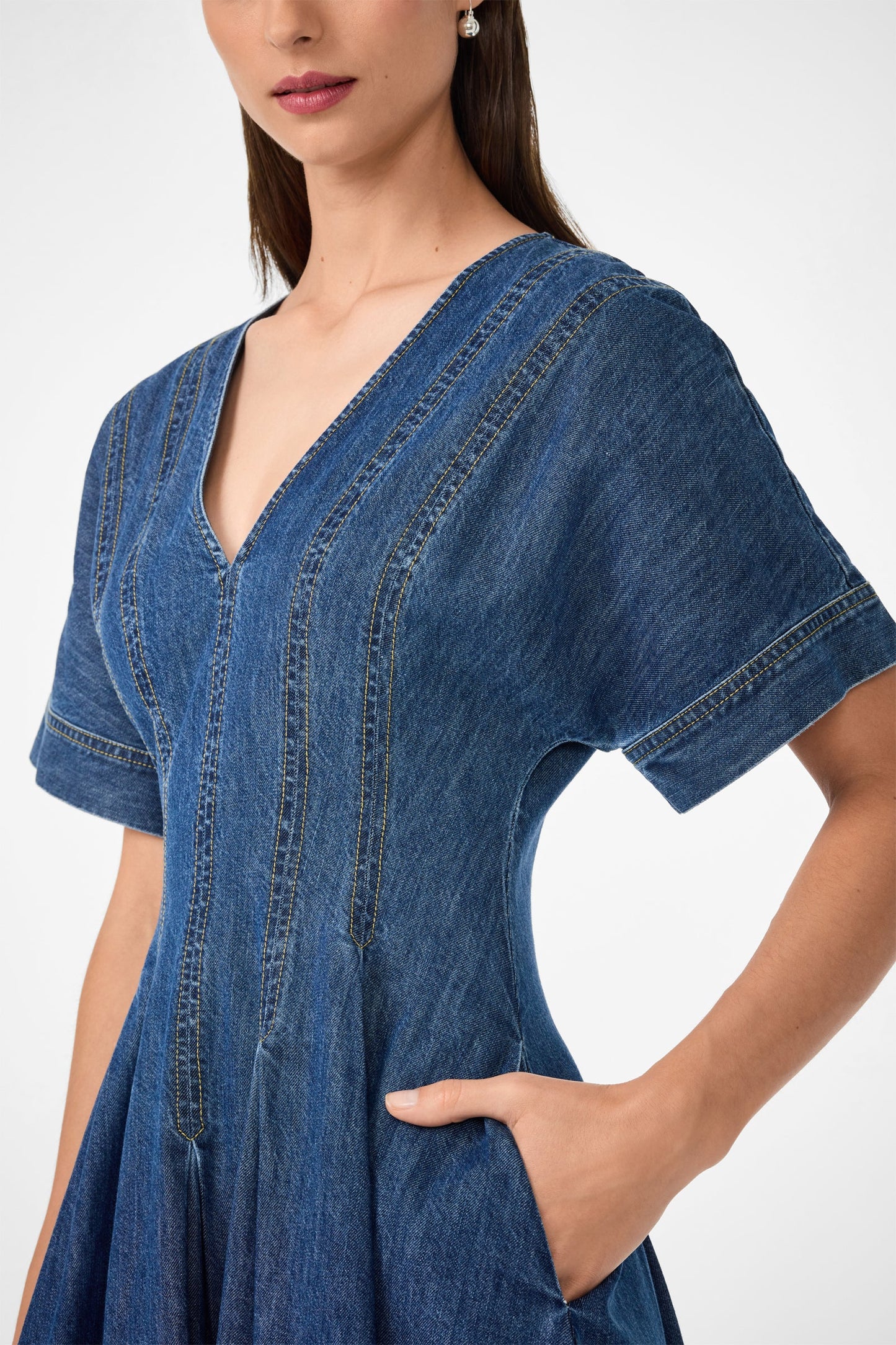 Trina Turk Ashe Short-Sleeve Denim Dress