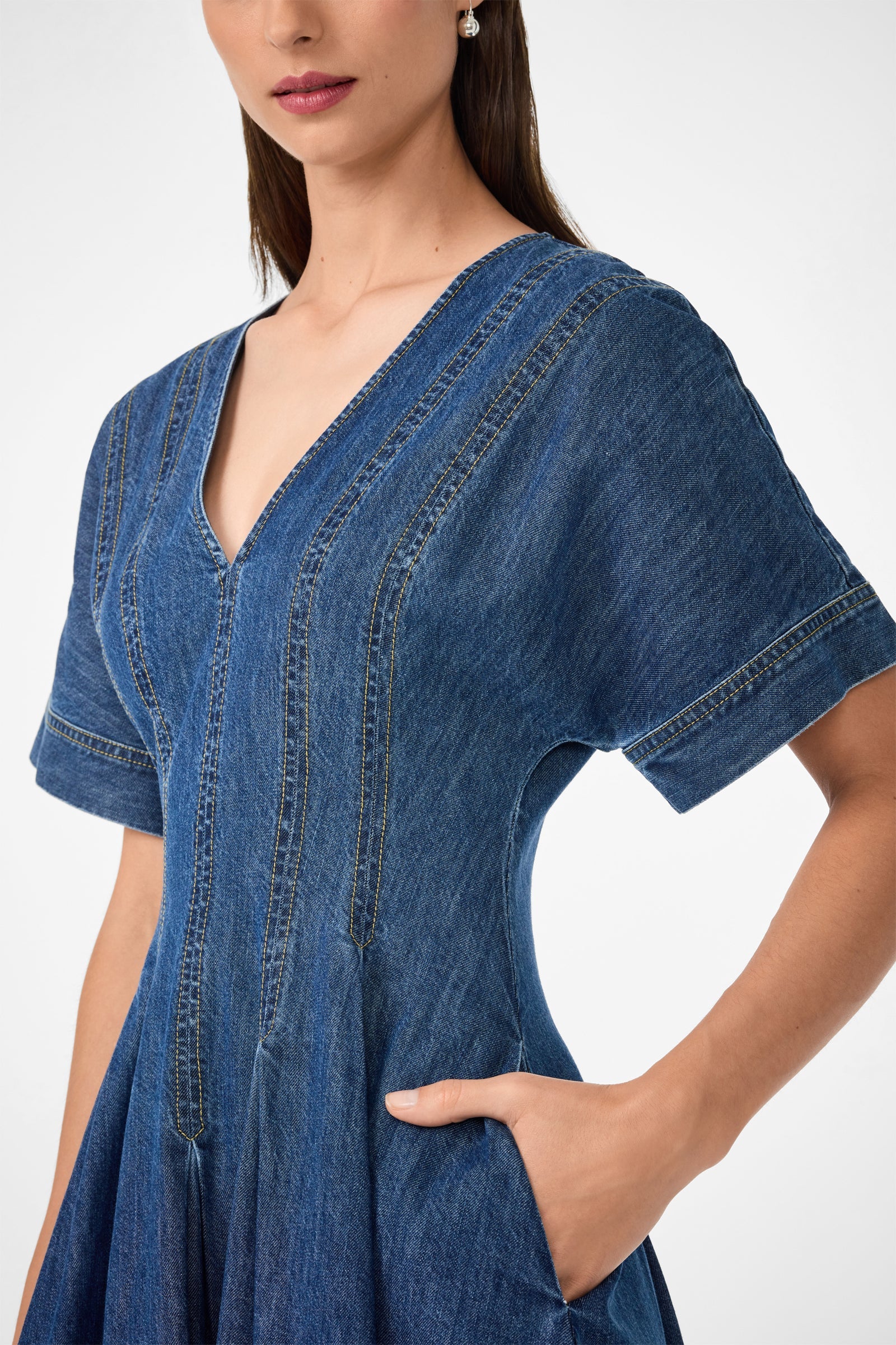 Trina Turk Ashe Short-Sleeve Denim Dress