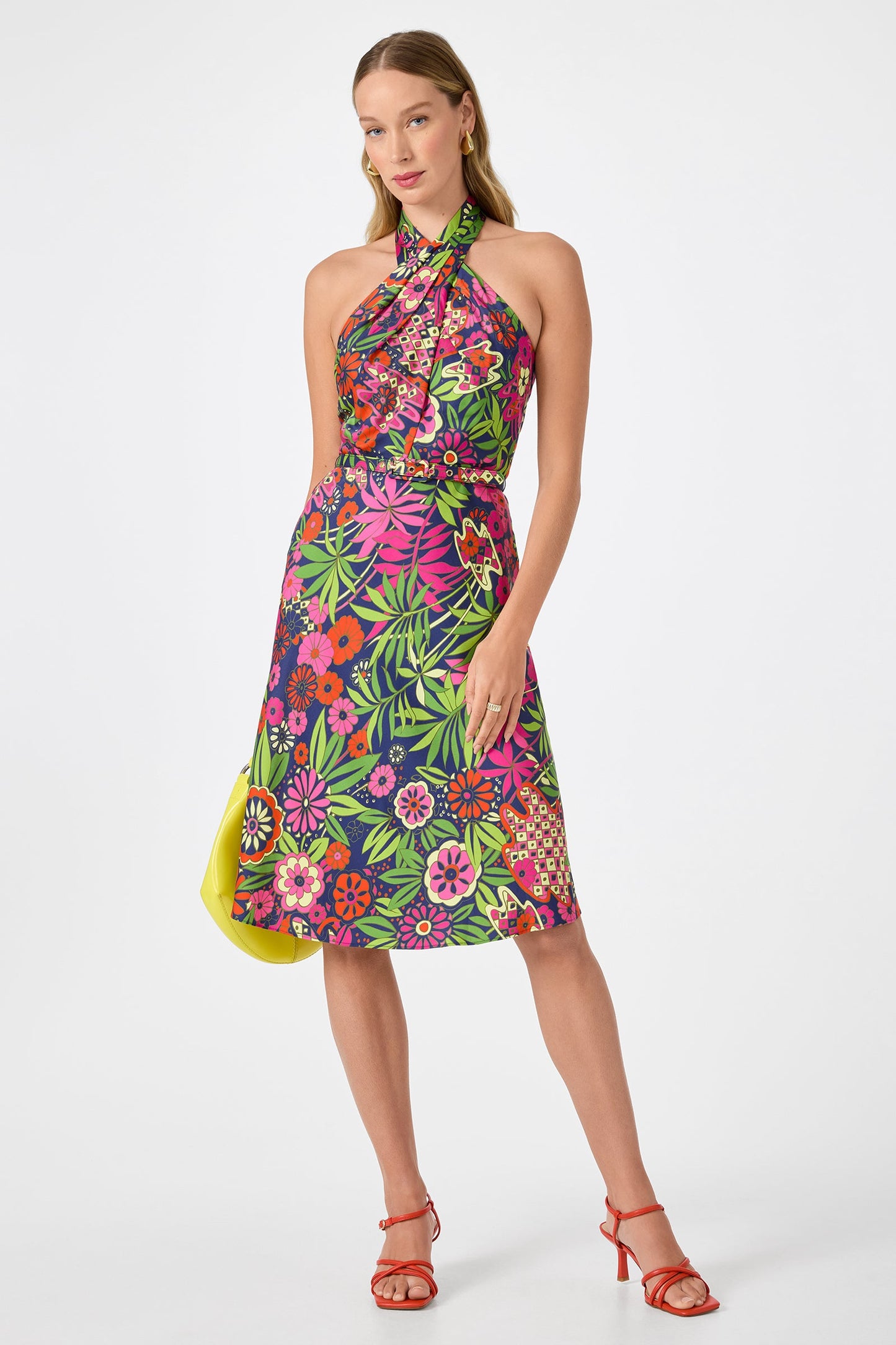 Trina Turk Muri Cross-Halter Midi Dress - Fumi Floral
