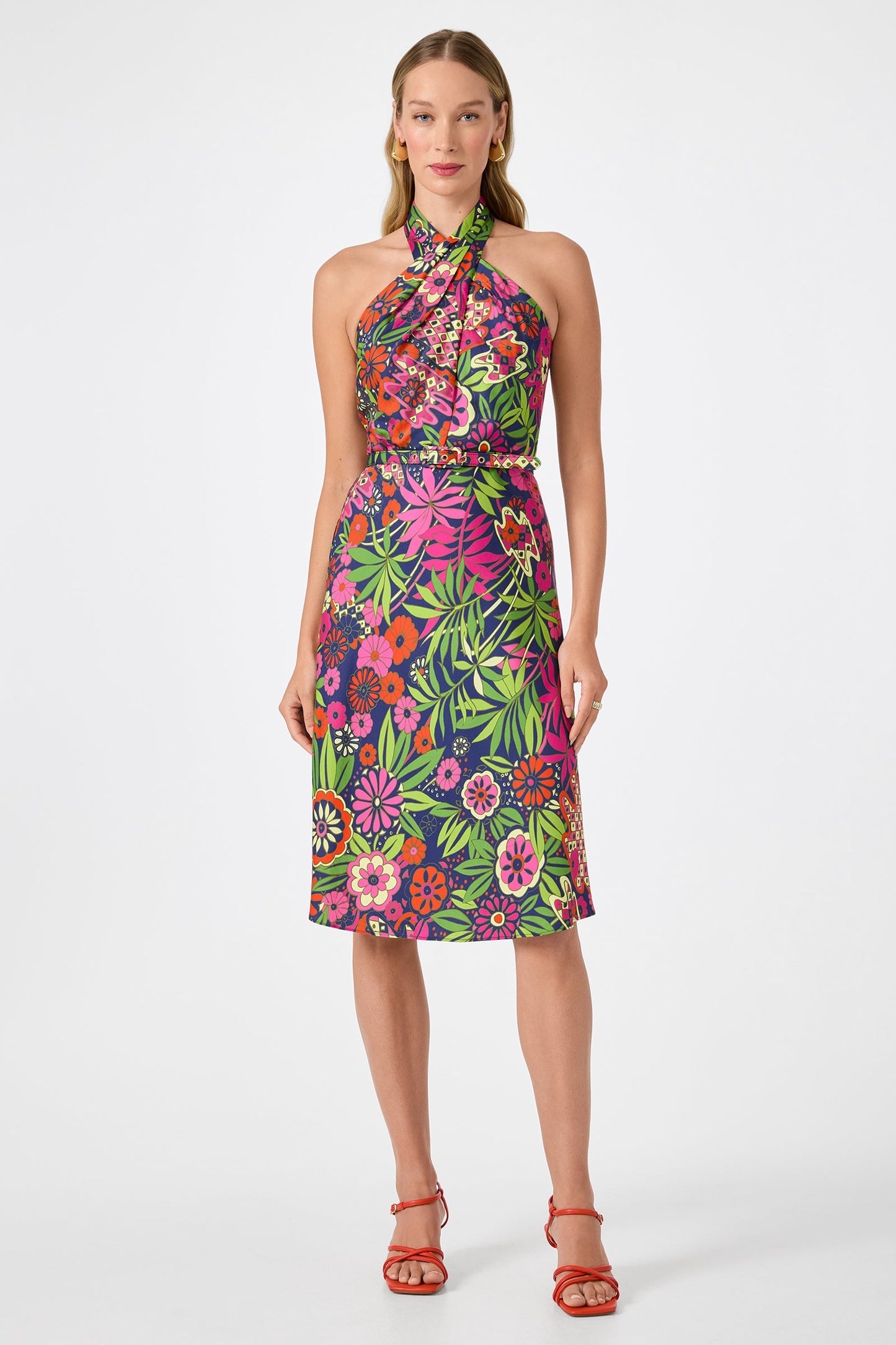 Trina Turk Muri Cross-Halter Midi Dress - Fumi Floral