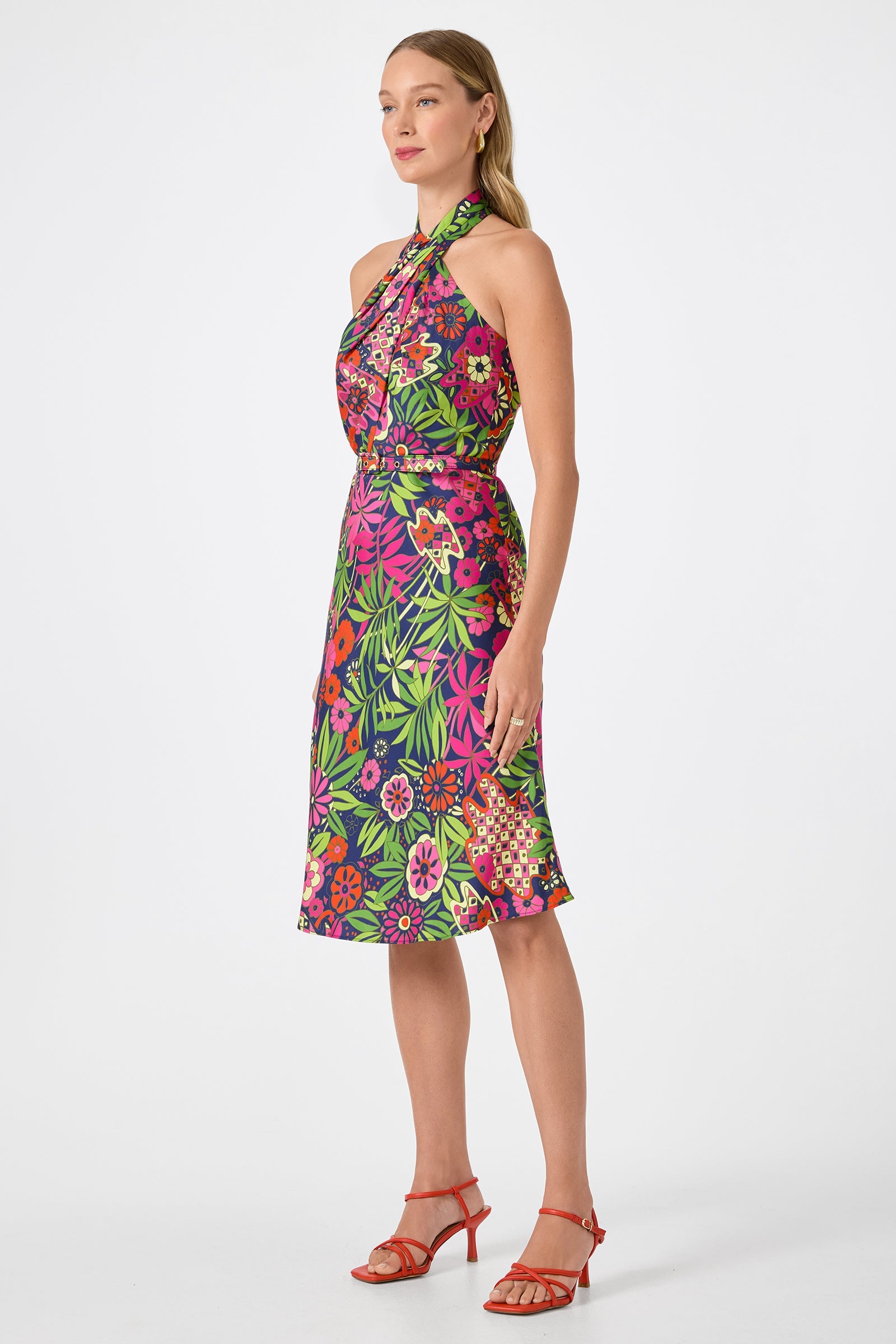 Trina Turk Muri Cross-Halter Midi Dress - Fumi Floral