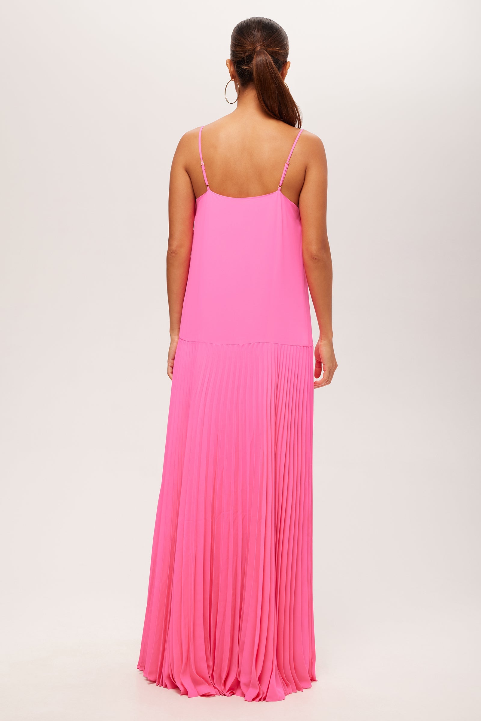 Trina Turk Carve Sleeveless Drop-Waist Pleated Maxi Dress