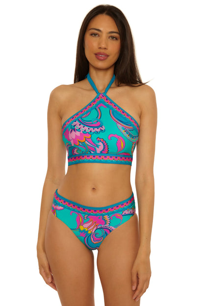 Trina Turk Reversible High-Neck Swim Top - Mykonos
