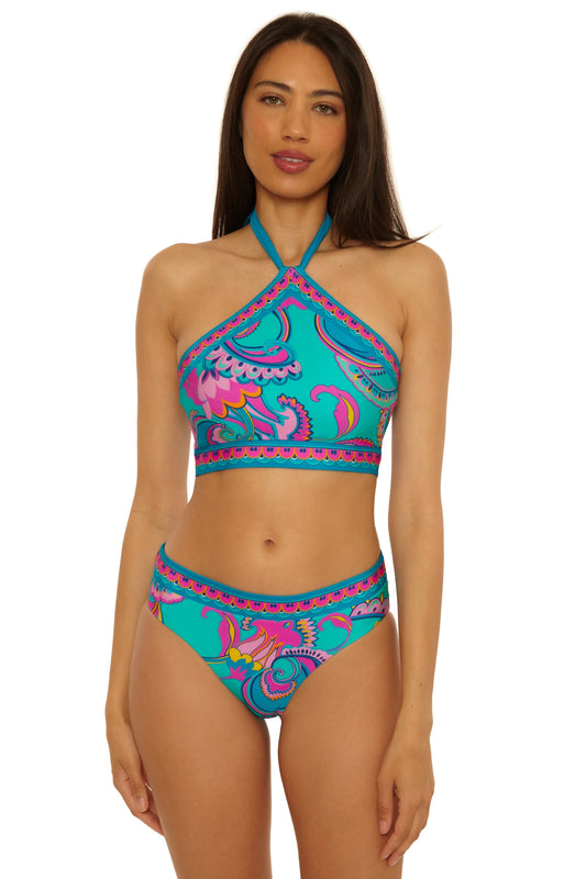 Trina Turk Reversible High-Neck Swim Top - Mykonos