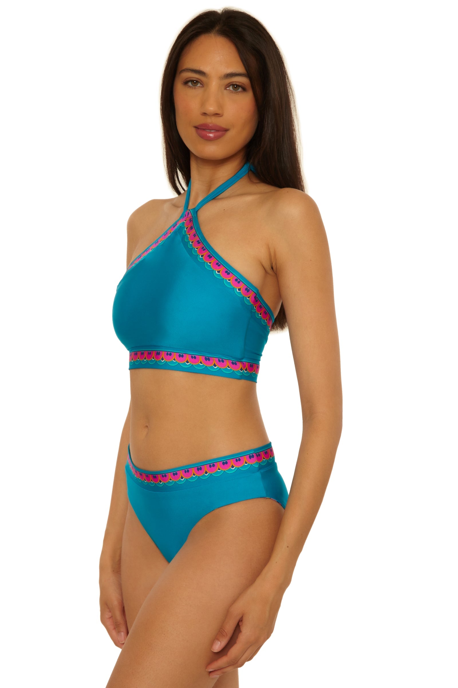 Trina Turk Reversible High-Neck Swim Top - Mykonos