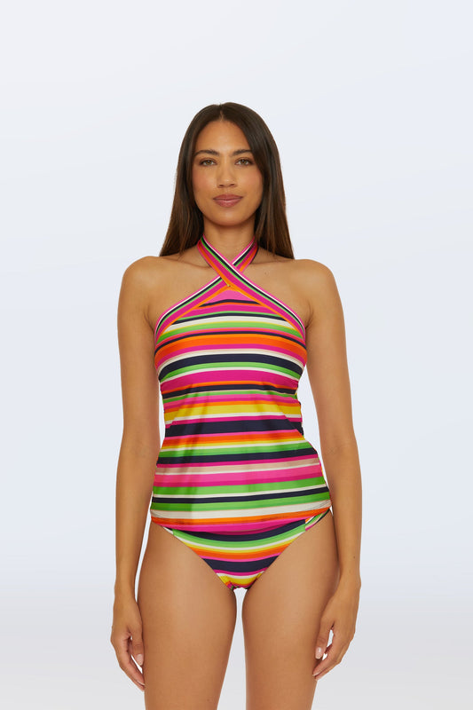 Trina Turk Reversible Tankini Swim Top