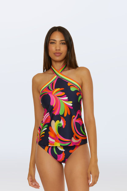 Trina Turk Reversible Tankini Swim Top