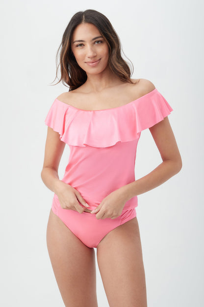 Trina Turk MONACO OTS RUFFLE TANKINI