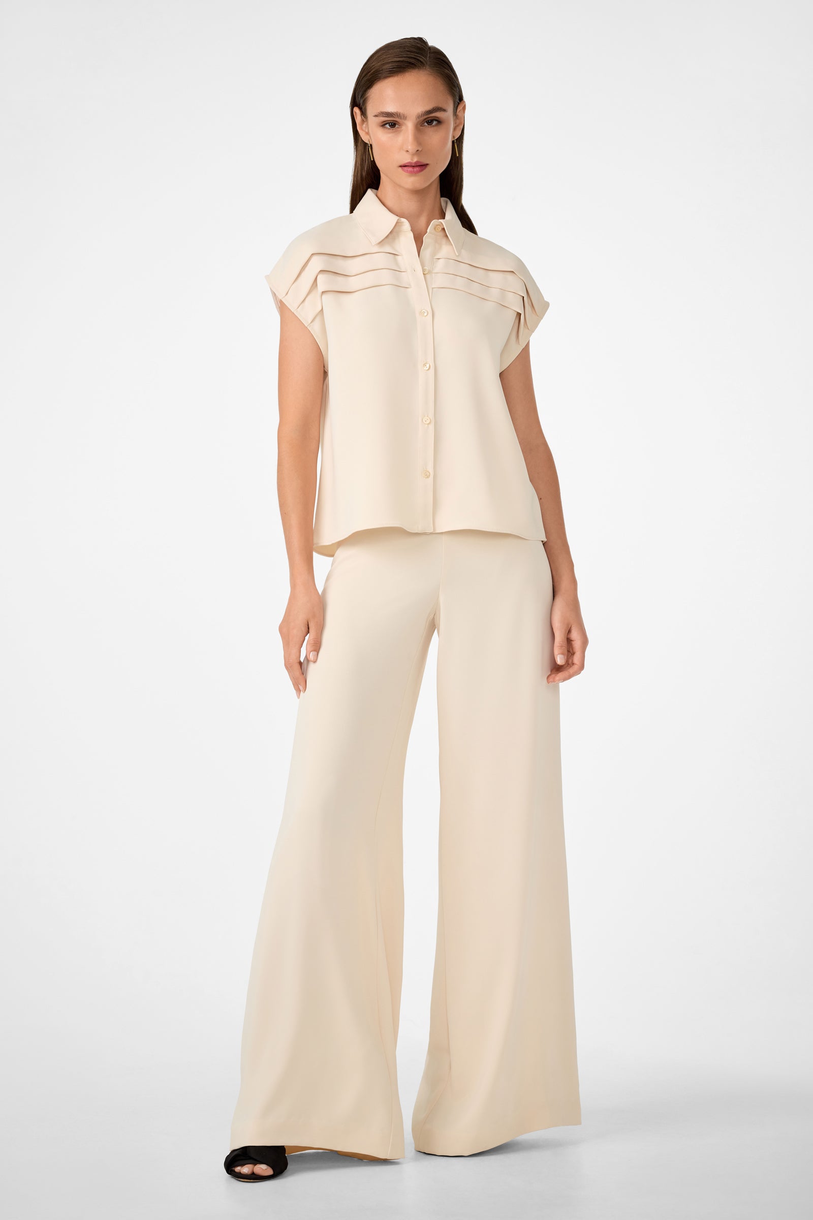 Trina Turk Cheri Pleated Button-Front Top