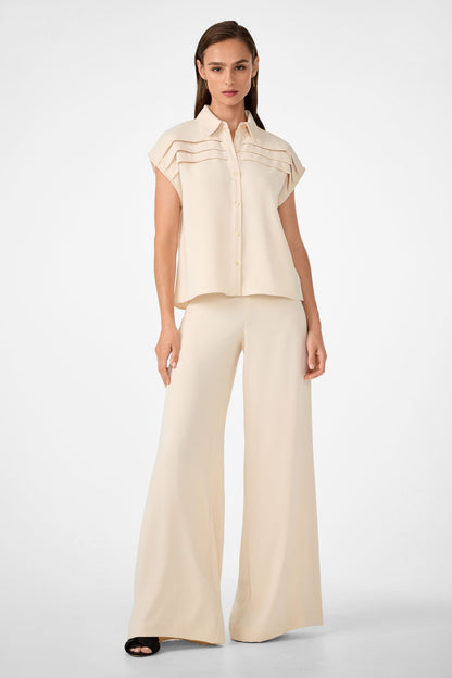 Trina Turk Cheri Pleated Button-Front Top