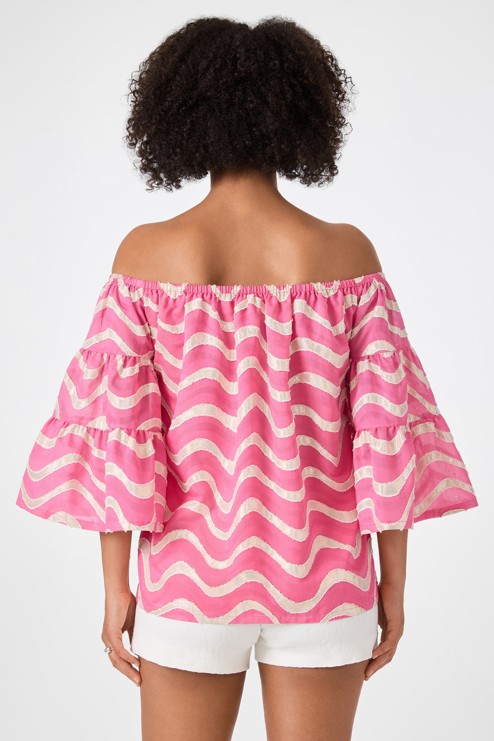 Trina Turk Garnish Off-Shoulder Top - Pinku