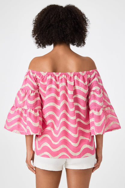 Trina Turk Garnish Off-Shoulder Top - Pinku