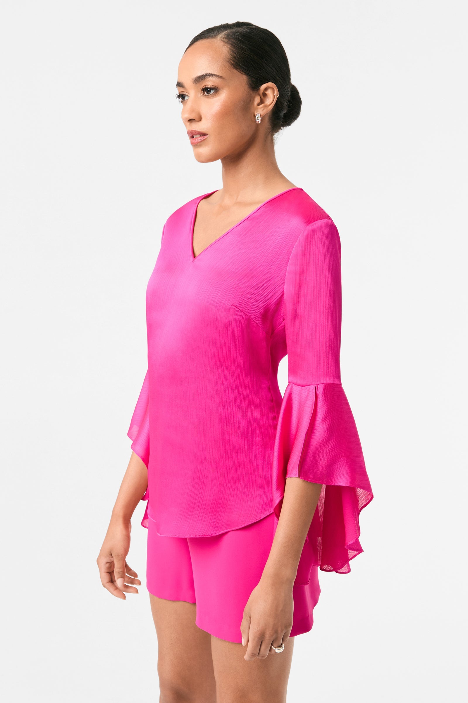 Trina Turk Yuki Flounce-Sleeve Top