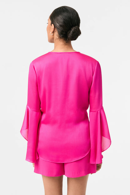 Trina Turk Yuki Flounce-Sleeve Top