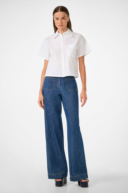 Trina Turk Komore Cropped Button-Front Top