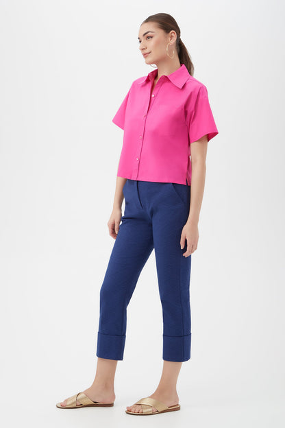 Trina Turk Komore Cropped Button-Front Top