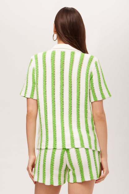 Trina Turk Sloane Short-Sleeve Striped Button-Up Shirt