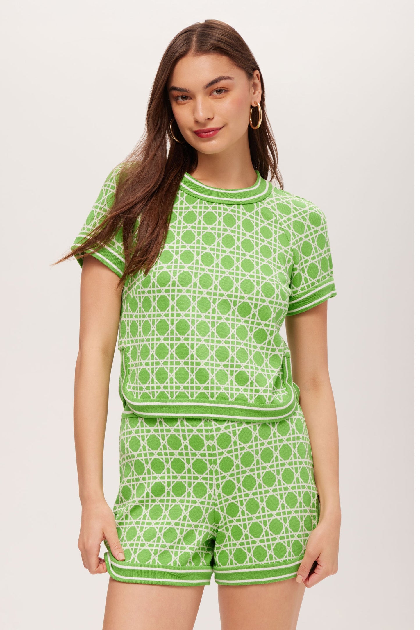 Trina Turk Simona Short-Sleeve Crop Top